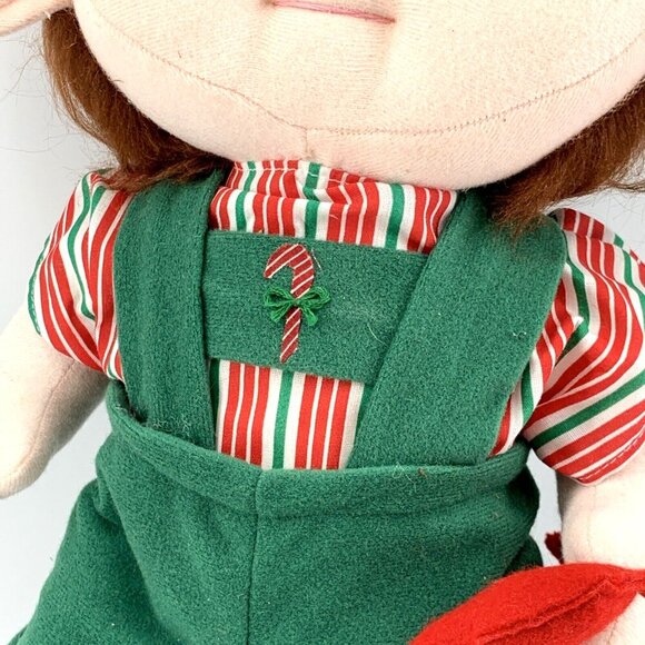 Elf Soft Sculptured Plush Toy Jointed Wood Worker Holding Hammer Bells 16" - Picture 3 of 9